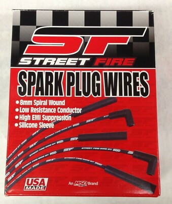 MSD 5552 plug wire kit-Street Fire spark plug wires for V8- Universal 90 HEI 8MM