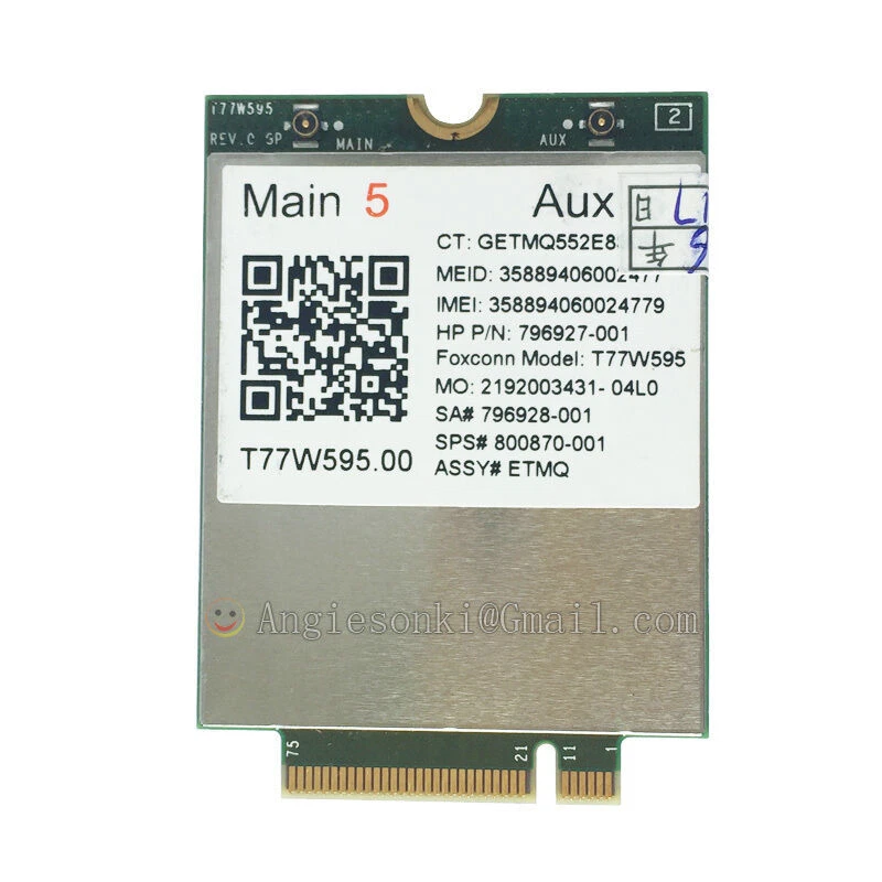  4G WWAN M.2 Modem Module HP lt4120 Snapdragon X5 LTE T77W595 796928-001 150Mbps - Image 2 of 4
