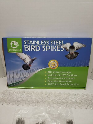 Planted Perfect Stainless Bird Spikes 10' Durable Pigeon Repellent 480 sq in 