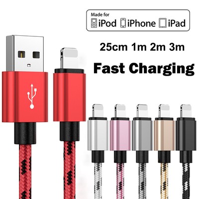 USB Fast Charger Cable For iPhone 13 14 12 11 8 7 6 Plus X XR Cord 1m 2m 3m Long