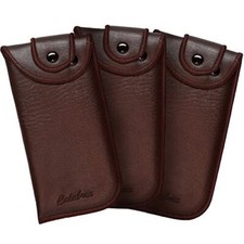 Soft Eyeglass Case 3 PACK BROWN,Attaches to Belt,Vertical Syn.Leather Felt Lined