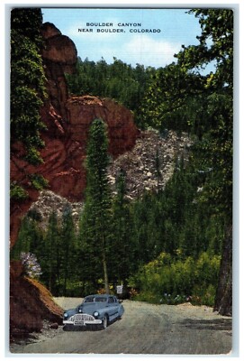 c1960's Boulder Canyon Car Scene Near Boulder Colorado CO Vintage Postcard