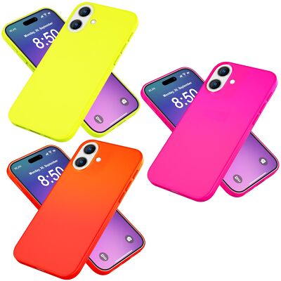 iPhone 16 Handyhülle Neon Silikonhülle NALIA Case Cover bunt matt soft