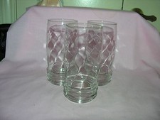Lot Of 3 Clear Glass Ribbed Swirl Pattern Tumblers Glasses  