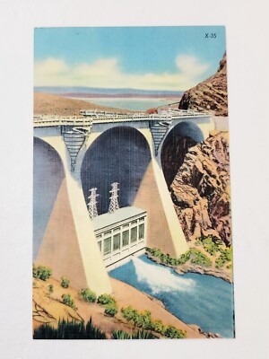 Vintage Linen Postcard Art Deco Coolidge Dam Arizona AZ 