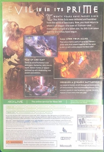 Diablo III Xbox 360 Complete Blizzard Entertainment RPG - Picture 2 of 3