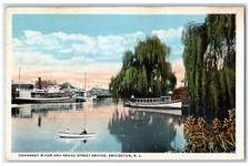 c1920's Boats Cohansey River and Broad Street Bridge Bridgeton NJ Postcard