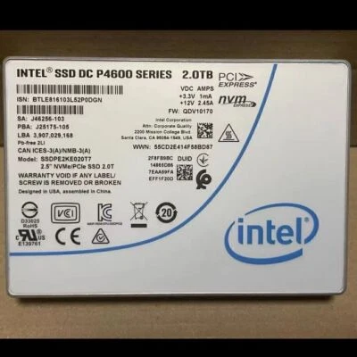 Intel DC P4600 2TB SSDNVME U.2 2.5" SSDPE2KE20T701 Great Condition - Bild 1 von 2