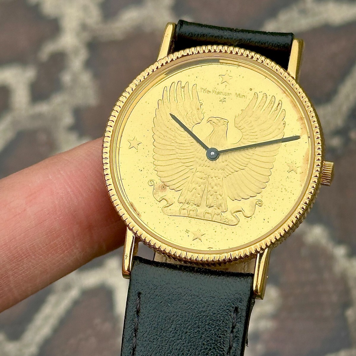 Vintage Franklin Mint Coin Eagle Swiss Made Quartz Men's