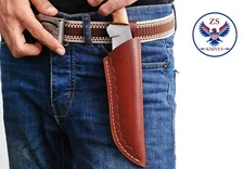 Custom Hand Made LEATHER SHEATH FOR FIX BLADE KNIFE - ZS 10