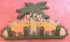 ~ Nursery Kids Jungle  4 peg Clothing  Rack Hand Painted. CUTE ~