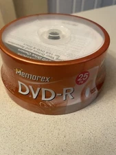 Memorex DVD-R Blank Recordable Discs 16X 4.7GB 120Min 25 Disc Spindle New Sealed
