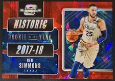 Ben Simmons 2018-19 Contenders Optic HISTORIC ROOKIE OF THE YEAR RED ICE PRIZM 1