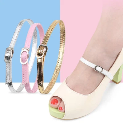 1 Pair Colored Leather Shoe Straps Band For Holding Loose High Heels Shoes New - Image 1 of 4