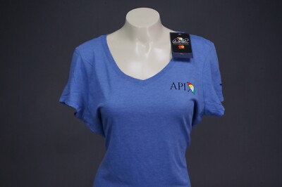 ARNOLD PALMER INVITATIONAL API BAY HILL BLUE V NECK T SHIRT ~ WOMENS LARGE