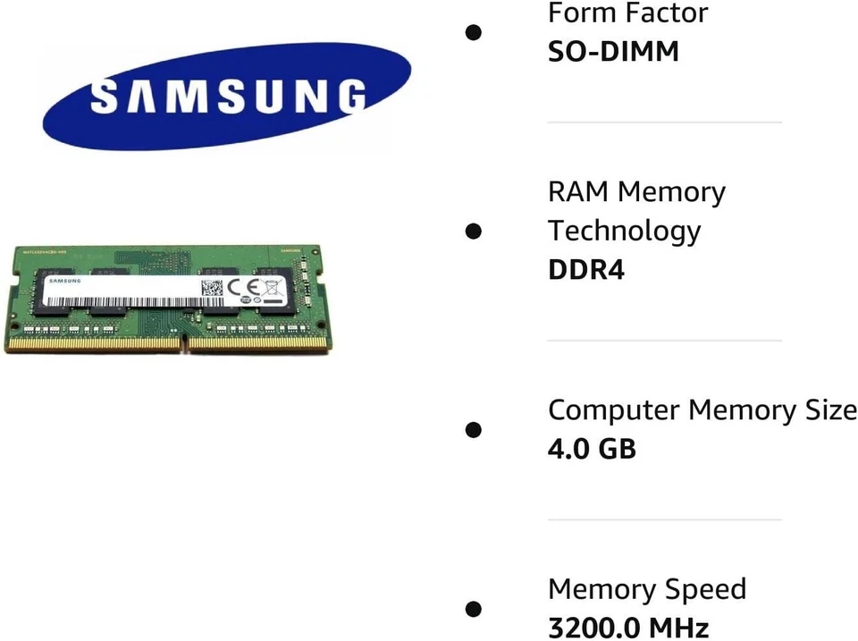 Samsung RAM SODIMM 4 GB DDR4 3200 MHz 1Rx16 PC4-3200AA 260 pin M471A5244CB0-CWE - Immagine 3 di 4
