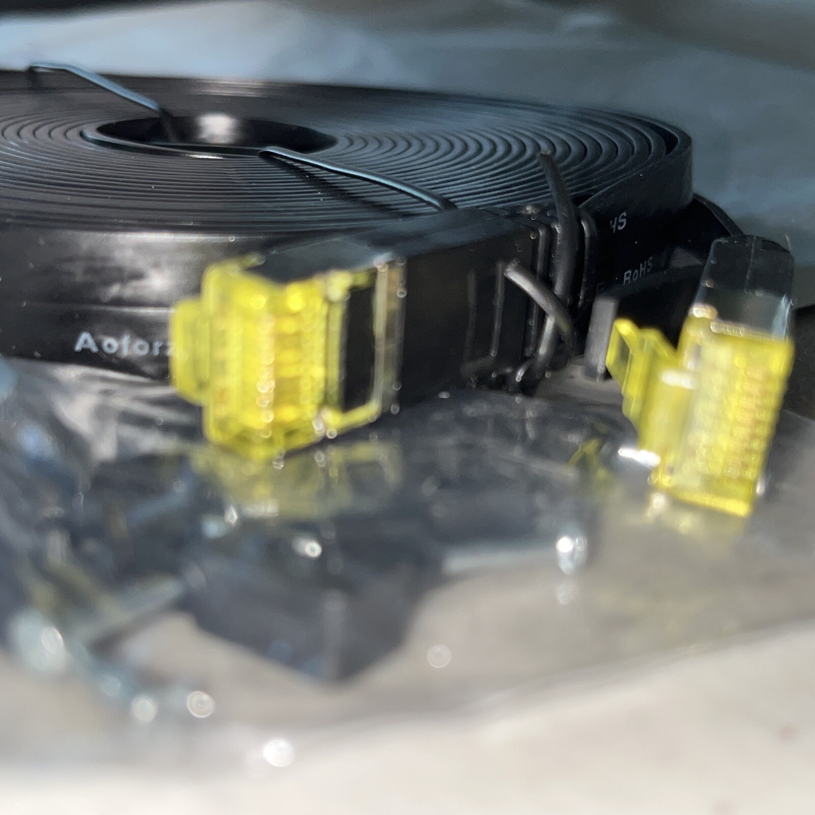 Flat Cat6 Ethernet Patch Black Cable 30 FT  NEW WITH 10 CONNECTORS