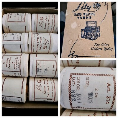 Vintage Lily Cotton Yarn Hand Weaving 8 - 2oz Tubes Made USA Color #984 Crafts