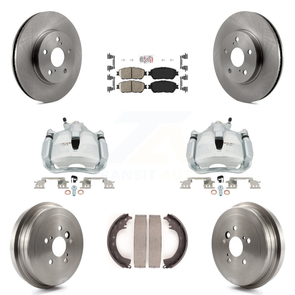 8Pc Front Rear Disc Brake Caliper Rotors Drum Ceramic Pad Kit for Toyota Camry