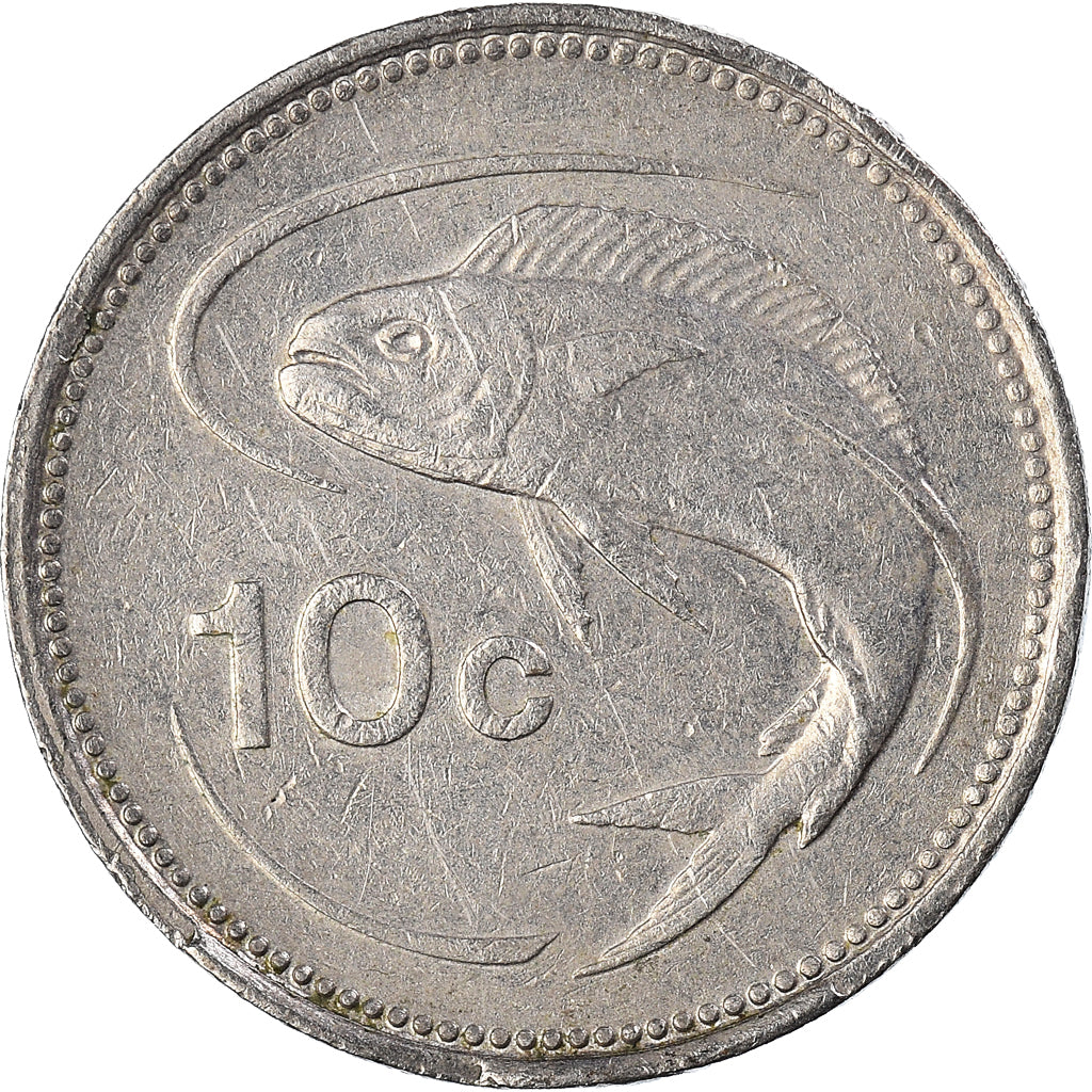 マサキ　PSA9 Maltese Coin Malta 10 Cents | Sun | Luzzu Boat | Mahi Mahi Fish