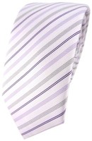 Schmale Tigertie Designer Krawatte In Lila Weiss Flieder Silber Gestreift