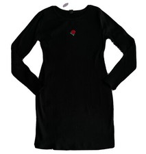Wild Fable Women’s Knit BodyCon Dress Sz Large Rose Long Sleeve Stretch Black