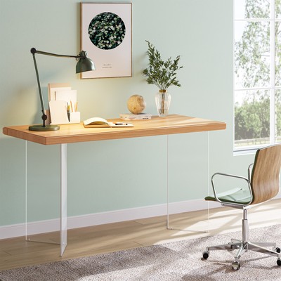 Tribesigns 55'' Rectangle Wood Computer Desk Study Writing Table with Acrylic Leg