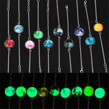 Glow In The Dark Bracelets Luminous Planet Moon Gemstone Bracelet Bangle Women 
