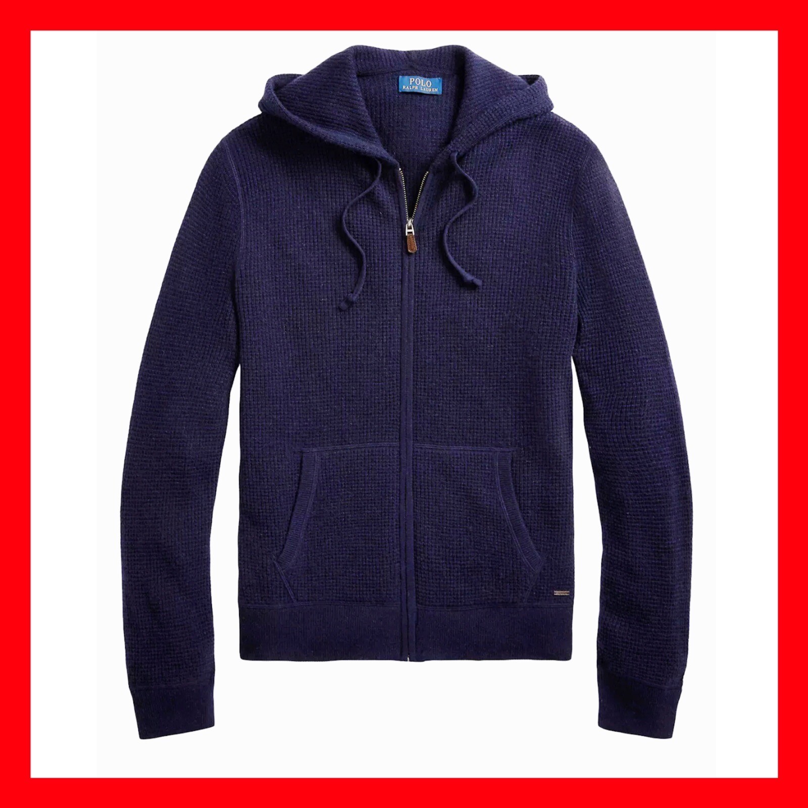 Polo Ralph Lauren 100percent Cashmere Full Zip Hoodie Knit Sweater Blue Men's Size L