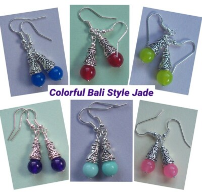 colorful JADE BALI STYLE drops earrings handcrafted SP CHOOSE XX