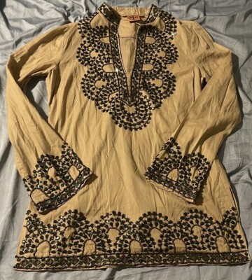 TORY BURCH Brown Caftan dress With Embellishments Sz