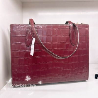トートバッグ COACH Nina Tote Bag CW493 NWT Coach CW493 Embossed Leather Nina Tote Bag Stone