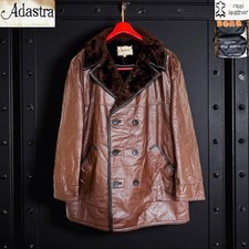 Adastra UK Leather Car Coat with Fur Collar Vintage XL Good Condition