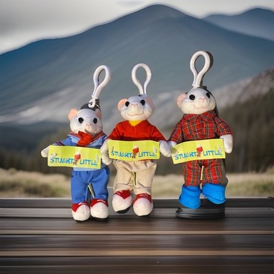 Lot Of Three Vintage Stuart Little Clip Ons Plush Keychains new with tags 2000 