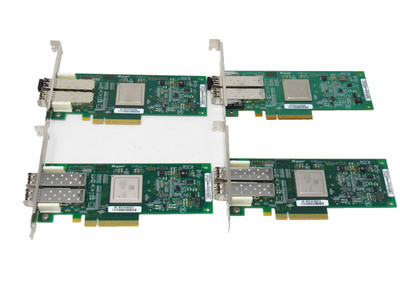 Lot of 4 QLogic QLE2562-DEL 8Gb Dual Port Fibre Channel HBA FH w/ 8Gb SFP+ 6T94G