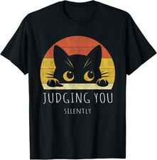 Funny Black Cat Judging You Silently Sarcastic Cat Unisex T-Shirt