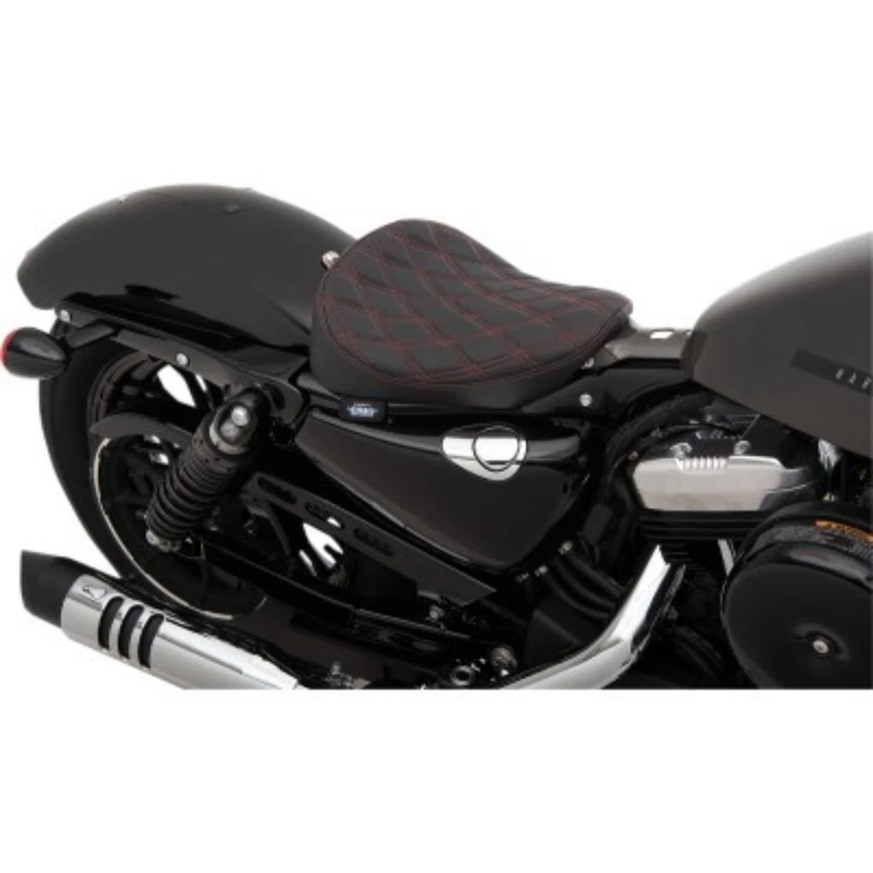 Asiento Bobber Solo Drag Specialties 0804-0741 Punto Diamante Rojo - 10-22 Sportster Foto 2 de 2