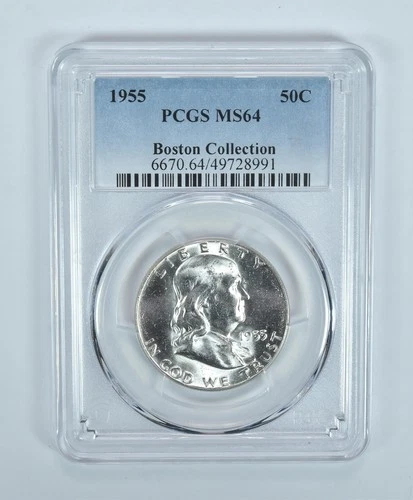 1955 Franklin Half Dollar Boston Collection MS64 PCGS Blue Label *6944