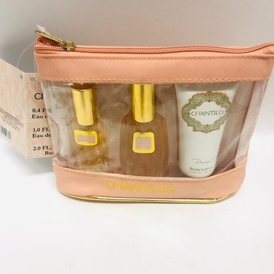 Vintage Chantilly Eau De Toilette Spray Gift Set Perfume, Lotion By Dana New