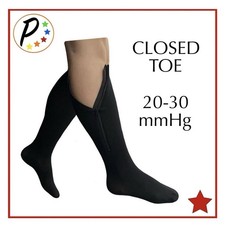 Closed Toe Zipper Compression Leg Swelling Socks Black 20-30 mmHg 3XL Presadee