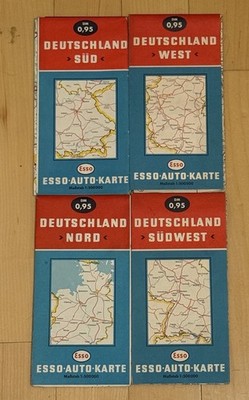 VTG Esso Auto-Karte Germany Map LOT Süd West Nord Südwest Deutschland Travel