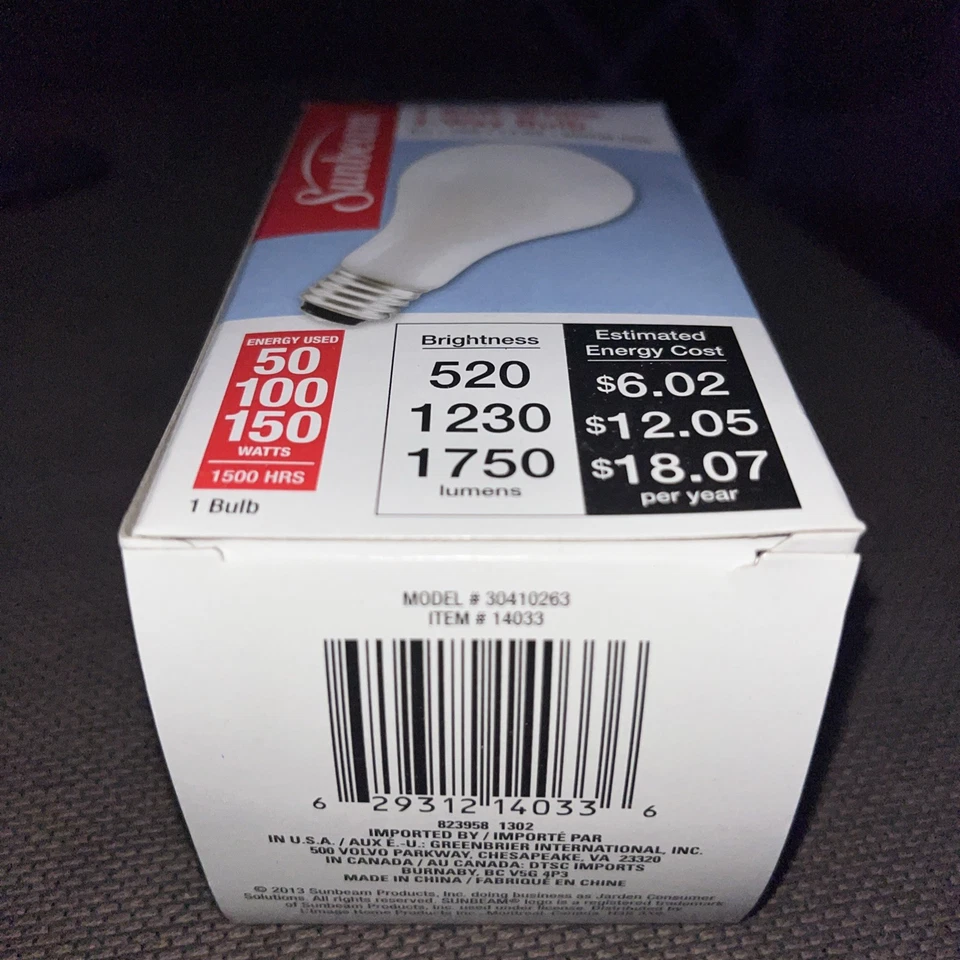 NIP Sunbeam 1 Soft White 3-Way Bulb 50/100/150 Watts. - Image 2 of 4