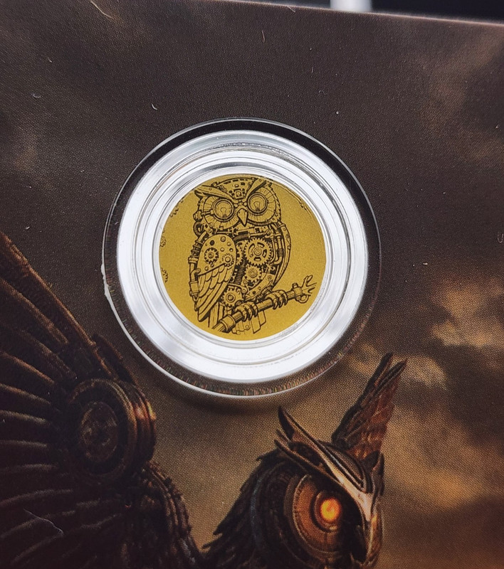 2026 Steampunk Owl Liberia Gold Coin 1/1000 oz .9999 Fine COA Card