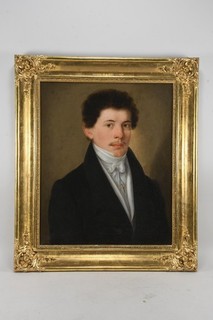 C35F64 Painting Biedermeier Portrait of a Young Man 19th Century