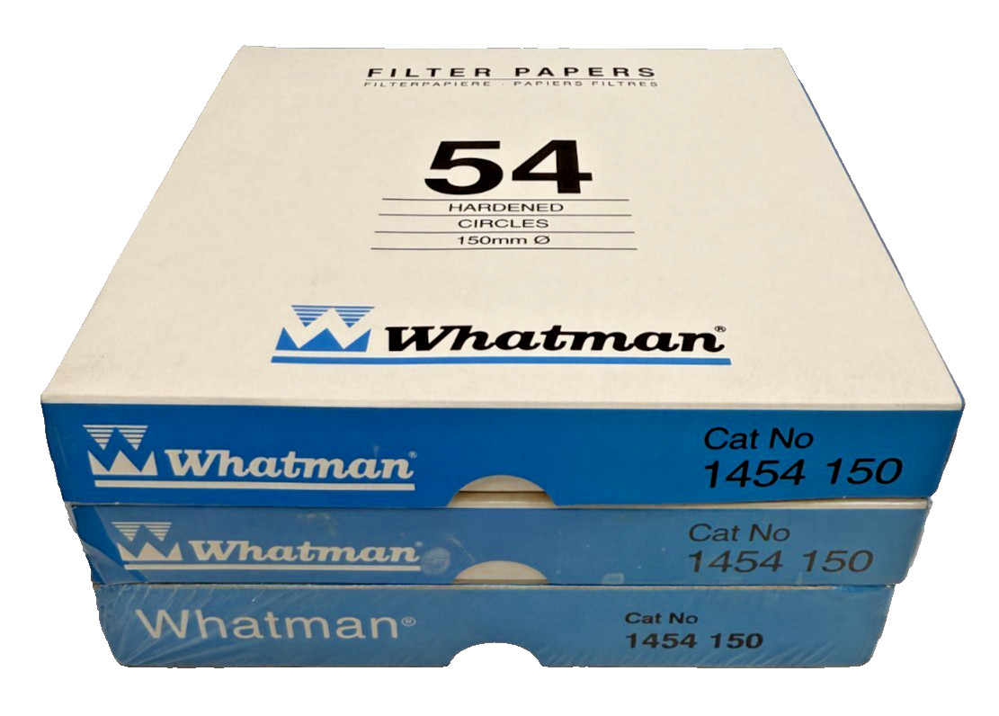 Lot of 3x G.E. / Whatman 1454-150 54 Hardened 150mm Filter Paper 100 Circles