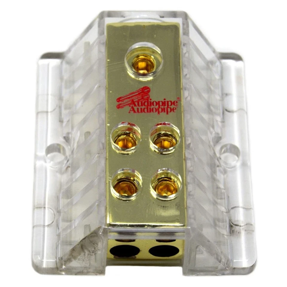 AUDIOPIPE PB-1448 4 AWG IN / 8 AWG OUT POWER DISTRIBUTION BLOCK 24 KT. GOLD - Image 2 of 2