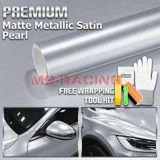 Premium Matte Metallic Satin Pearl Silver Vinyl Car Wrap Sticker Decal Sheet DIY