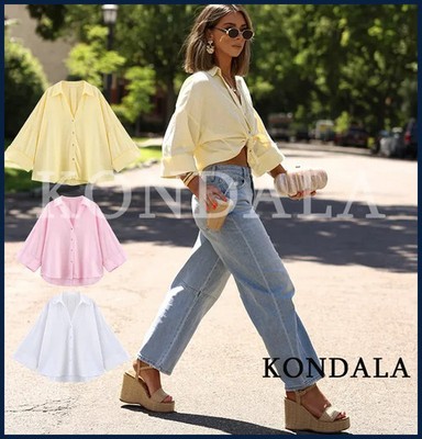 KONDALA Minimalist Casual Loose Shirt Women New 2026 Trendy Commute Wide Sleeves