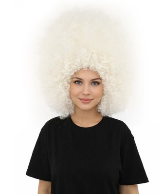 Frauen riesige weiße Glitzer Afro Perücke für Disco, Troll Cosplay, Party und Theater