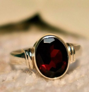 Authentic 3Ct Oval Cut Lab Created Red Garnet Diamond Wedding Ring 14K Yellow Gold Plated